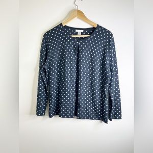 Garnet Hill 100% Merino Wool Polka Dot Cardigan Sweater size medium